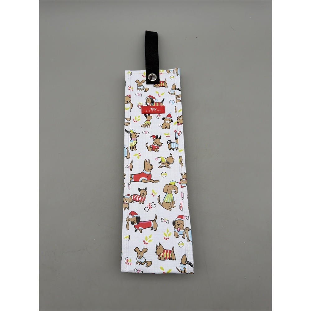 Scout Spirit  Wine / Beverage Bag ~ Holiday Pawty Pattern 13.5"x4" EUC Dachshund